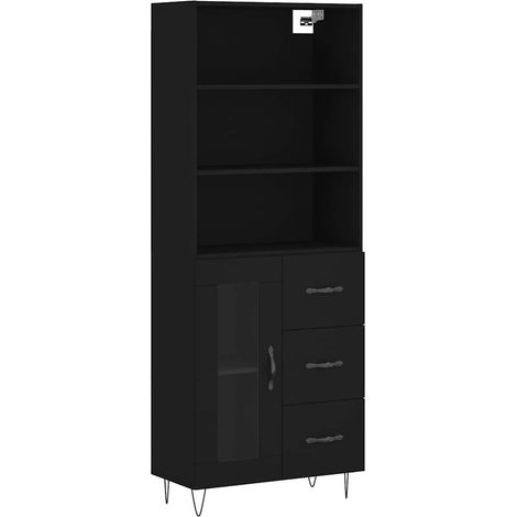 Maison Exclusive - Credenza Nera 69,5x34x180 cm in Legno Multistrato