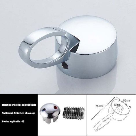 Poignées de Robinets d'Alliage de Zinc, Remplacement de Levier de Poignée de Robinet , Levier Poignée Unique avec Bouton de Couleur Chaude et Froide/Applicable au noyau de valve de 40 mm, 10 × 10 mm(2