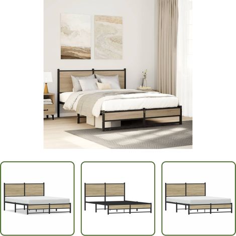 Metallbettgestell -  Metallbett ohne Matratze Sonoma-Eiche 140x200 cm (1/5)