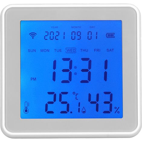 Thermostat d'ambiance avec horloge parlante, rétroéclairage, capteur d'humidité intelligent, compatible TUYA (1/5)