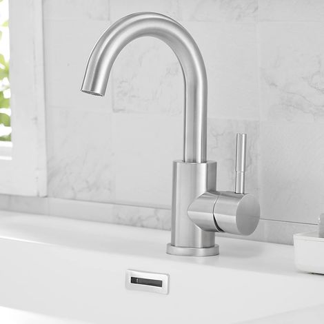 360° Swivel Basin Faucet with Spout Height 9.45'', 304 Stainless Steel Bathroom Faucet Matte Surface Sink Faucets Kitchen Faucet (1/5)