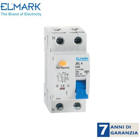 DISPOSITIVO COMBINATO ELETTRONICO DI CORRENTE RESIDUA JEL4 C40 2P 40A/30MA