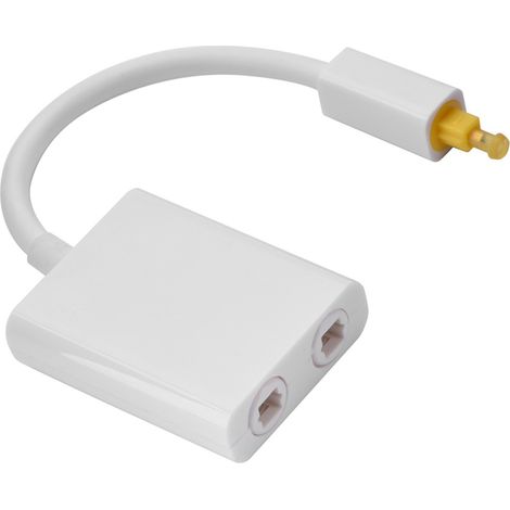 Adaptateur répartiteur audio numérique optique Toslink double port, câble audio 1 entrée 2 sorties, blanc (1/5)