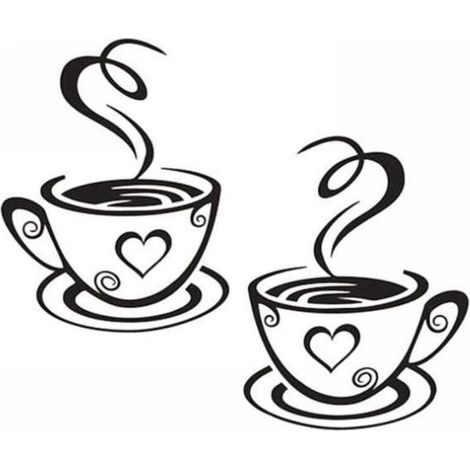 Pegatinas de pared con diseño de taza de café, calcomanías para el hogar, decoración de cocina y restaurante. (1/4)