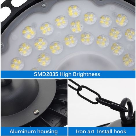 Ampoule LED UFO haute efficacité pour usine, faible consommation, IRC≥80, prise UE, 6500K, 200W