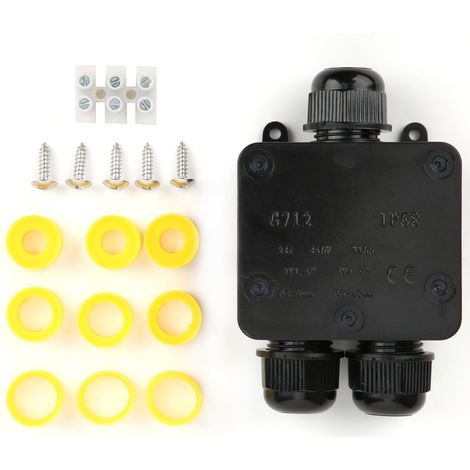 Boîtier de jonction étanche noir en plastique à 3 voies en forme de Y, connecteur de câble IP68 (1/5)