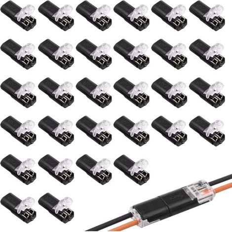 30PCS Connecteur Etanche 2 Fils,Connecteur Electrique Etanche 12v,Raccord Electrique Etanche,Connecteur Automobile,Adaptés aux Câbles 18-22 AWG, pour Éclairage LED et Électronique Automobile (1/4)
