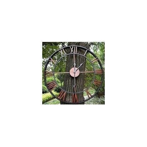 Horloge de Jardin Horloge Murale de Jardin en Plein air Grande Horloge de Jardin en Chiffres Romains Horloge Extérieure en Fer Horloge Extérieure,40cm/16inch (1/5)