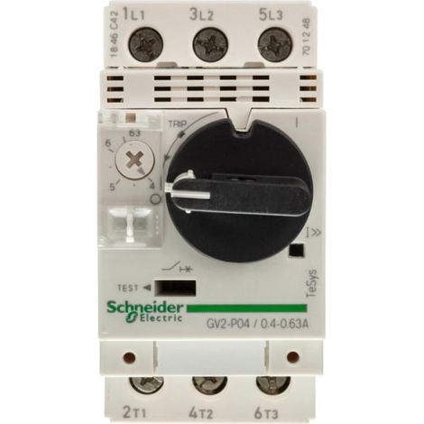 Interruttore automatico per motore TeSys Deca 3P 0,18kW 0,4-0,63A GV2P04