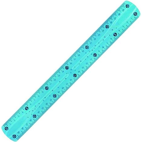x 30 cm flexibles Lineal / Unzerbrechliches Messwerkzeug / Misst in Zentimetern (30) und Zoll (12) - Zufällige Farbe (Blau, Gelb, Grün, ...) - Crezuo