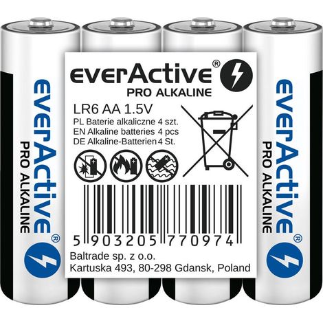 everActive - AA-Batterien (4 Stück, 1,5 V, 10 Jahre Lebensdauer), blau (1/3)