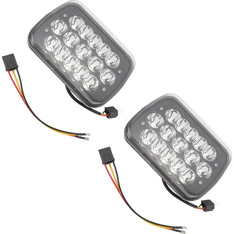 Paire de Phares LED 7 pouces 45W avec Faisceau, Compatible Wrangler Comanche Cherokee, Noir, 12V DC, Lot de 2 (1/5)