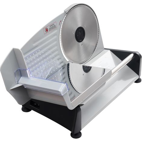 Mophorn Cortafiambres Eléctrico 200 W, Máquina para Cortar Alimentos con Cuchilla de 190 mm, Velocidad de Corte Ajustable de 70 a 100 RPM, Grosor Regulable de 0 a 15 mm, Ideal para Carne Congelada