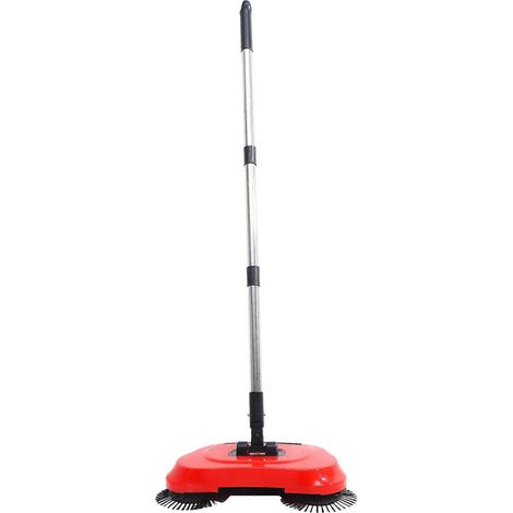 Balai multifonctionnel 3 en 1 pour le nettoyage de la maison : balai-pelle, pelle, poubelle et serpillière rotative à 360° (rouge) (1/5)