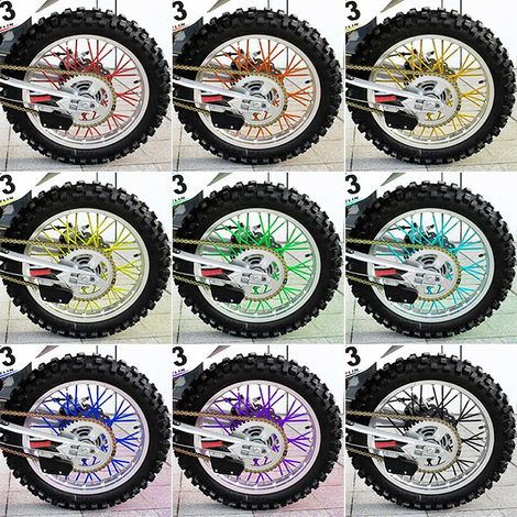 Kit de 36 protections de rayons de roue pour jantes de motocross, protections vertes pour moto tout-terrain (1/5)