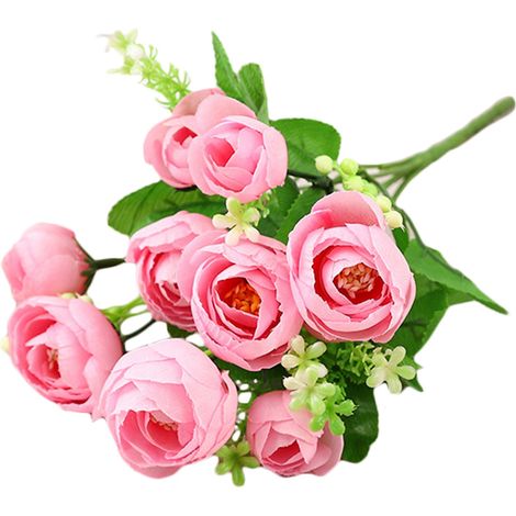 1 Ramo de Camelias Artificiales, Fieltro Plástico Realista, Decoración para el Hogar, la Oficina y Fiestas (1/5)