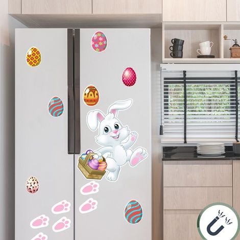 Magnets de réfrigérateur - Lot de 15 autocollants magnétiques Easter Bunny pour décoration cuisine - Multicolores PVC 100g (1/5)
