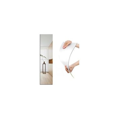 Lot de 4 miroirs autocollants en acrylique pour murs 35 x 35 cm HD Sans verre Incassables À fixer au mur Pour maquillage, entraînement à la maison, salle de sport, couloir (1/5)