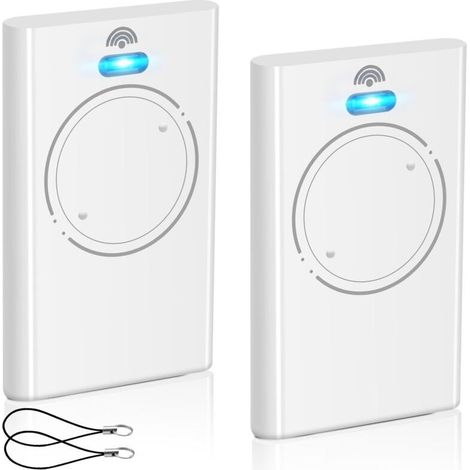 Lot de 2 télécommandes pour ouvre-porte de garage 433,92 MHz - Compatible avec XT2 433 SLH LR - 2 canaux - Blanc