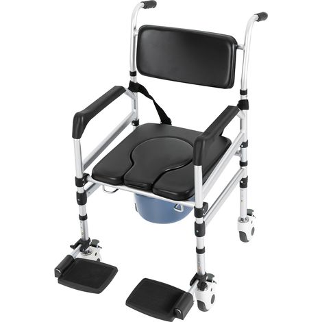 Chaise Percée Adulte à Roulettes, Toilette, Douche, Noir
Fauteuil Roulant WC Handicapés et Personnes Âgées, Siège Pot Amovible, Freins Renforcés, Pliables (1/5)