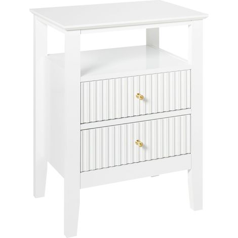 2 Drawer Bedside Table ASSISI White