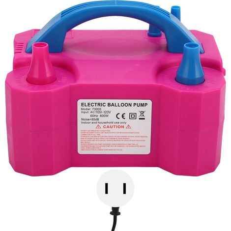 600W Pompe à Air Électrique Gonfleur de Ballons Automatique, Double Buse, Rouge Rose, Prise US 110-120V (1/5)