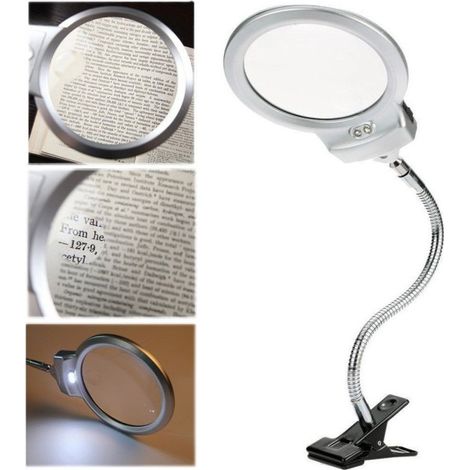Lampe Loupe à Led Clip Table Bureau Bureau Grossissante Avec Pince 2 Led