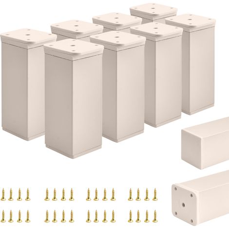 8 x Basic-Möbelfüße Querschnitt 40 x 40 mm Höhe 100 mm Farbe: Kaschmir Inkl. Schrauben