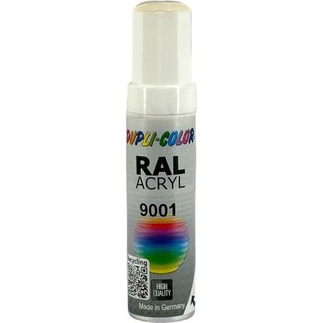 Stylo de retouche peinture acrylique - Blanc crème - RAL 9001 - Brillant - Tous supports - Duplicolor