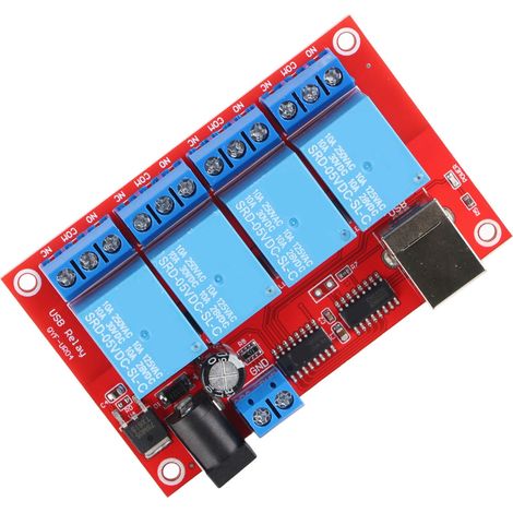 4-Kanal-USB-Relaismodul für automatisierte Steuerung, 5-V-Gleichstromplatine, PC-/SPS-Steuerung, 3 Betriebsmodi (1/5)