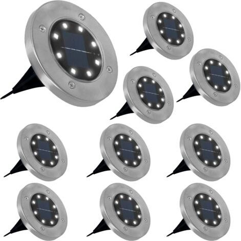 Lot de 10 disques solaires à LED spots de jardin à planter (1/5)