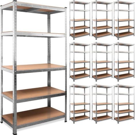 Lot de 10 Étagères Modulables à Charge Lourde Grise : 180 X 90 X 40 cm Robuste et Polyvalente, 875 kg (1/5)