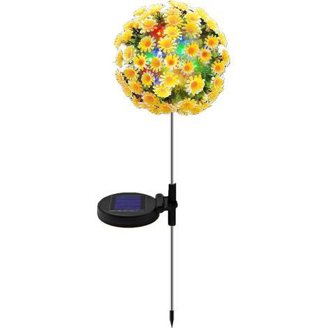 Neue 2er-Packung Solar-Chrysanthemenkugellichter für Garten und Terrasse, 20 LEDs, PVC/Metall, Ladezeit 4–6 Stunden, 75 cm Höhe (1/5)
