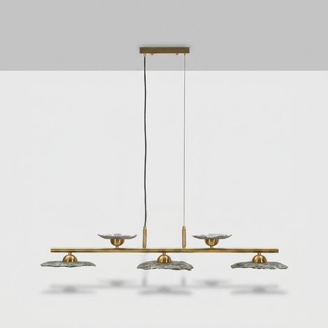 Lampadario a sospensione 5 luci in vetro e ferro Emily 5 luci - Grigio (1/4)