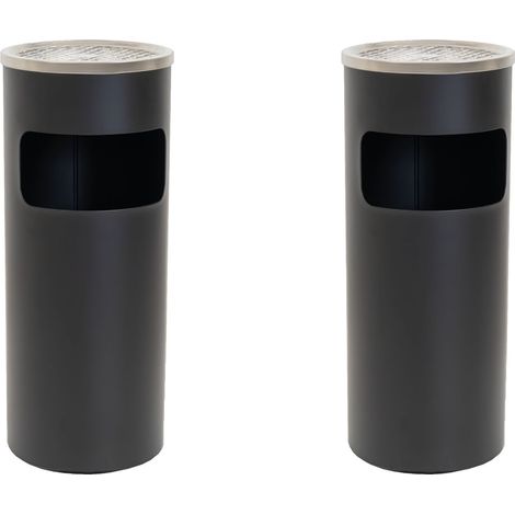 2er Set Standaschenbecher mit Mülleimer 30 L / 12 L Inneneimer Schwarz (1/5)