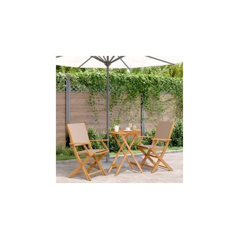 Ensemble de bistro 3 pcs taupe tissu et bois massif (1/4)