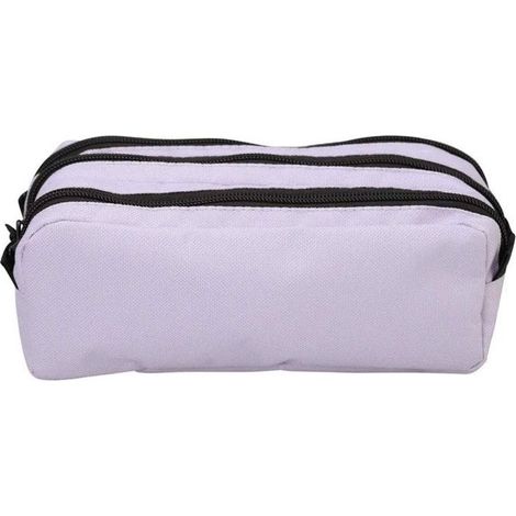 Trousse scolaire - Mauve - 3 compartiments - Fermeture zip - 23x11x9 cm (1/2)