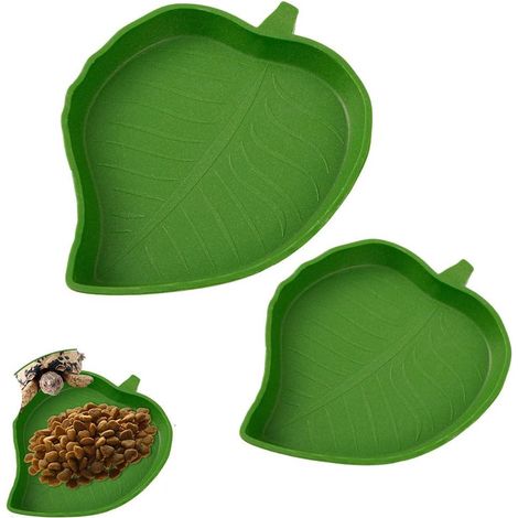 Lot de 2 mangeoires en forme de feuille pour reptiles, idéales pour les tortues et les couleuvres des blés. Disponibles en différentes tailles.-AquaForge (1/5)