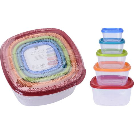 Set 5 Boîtes Lunch Plastique Conservation Alimentaire Pratique - Excellent Houseware (1/2)