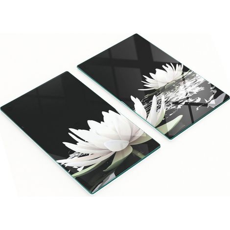 Juego de dos tablas de cocina decorativas de cristal con diseño de nenúfares, 2x30x52 cm. (1/5)