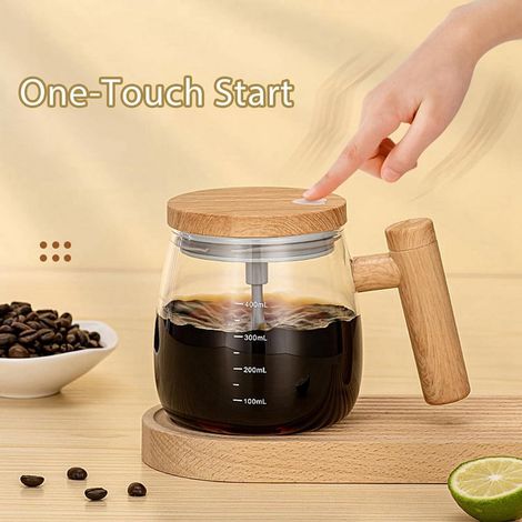 Tasse À Mélange Automatique - Verre Borosilicaté - 400 ml - Pour Café Lait Chocolat Chaud Poudres Protéinées - 1 Pièce (1/3)