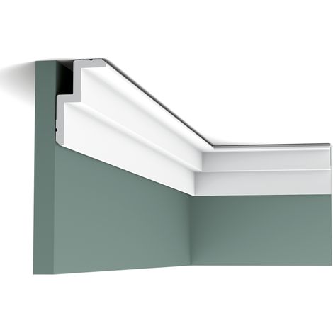 Cornice decorativa Orac Decor C390 MODERN STEPS illuminazione indiretta modanatura design moderno bianco 2m (1/7)