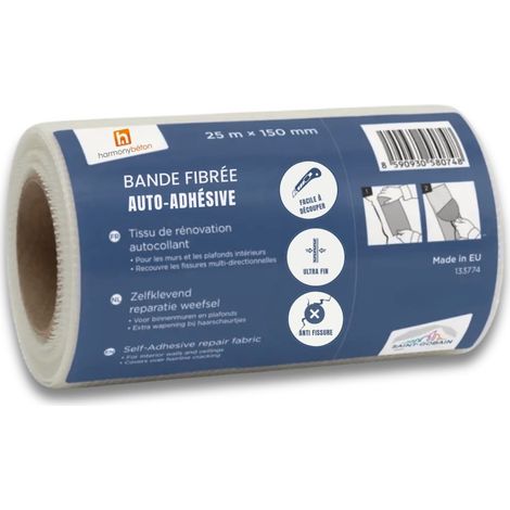 Adfors – Bande autocollante 15 cm x 25 m CRACKSTOP – Tissu en fibre de verre – Couvre fissures – Finition lisse et durable
