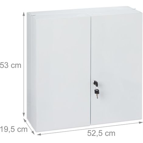 Armadietto medico da parete sicuro con 11 scomparti 90 x 40 x 20 cm in acciaio bianco 130008303