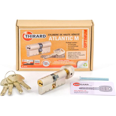 Thirard – Cylindre de serrure 33x33 mm débrayable – Protection anti-perçage, anti-arrachement, anti-crochetage – 4 clés réversibles (1/4)