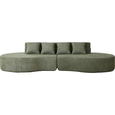 Canapé modulable en mousse 2 pièces 310 cm sans cadre avec housse en teddyfleece amovible et lavable (1/5)