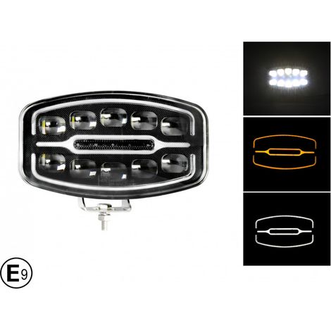 Universeller Hochleistungs‑LED 55W Dioden‑Scheinwerfer / Halogenlampe 12V–24V mit DRL‑Tagfahrlicht, weiß‑gelb, für ATV, Jeep, LK