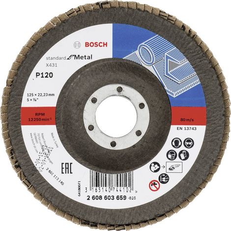 Disco lamellare Bosch 125mm X431 P120 standard PER metallo convesso (1/2)
