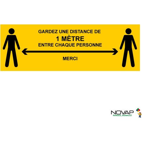 Panneau Distance de sécurité 1m - Jaune - spécial sol - 450x150 mm - 4007380