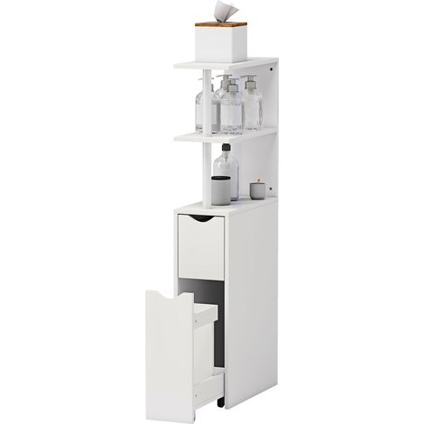 HOMCOM Colonna Bagno Compatta con 2 Cassetti e Ripiani Aperti 20x45x115cm Bianco